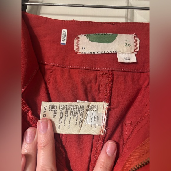 By Anthropologie Rust Red Colette Wide Leg Linen Blend Pants Size 26 - Picture 6 of 9